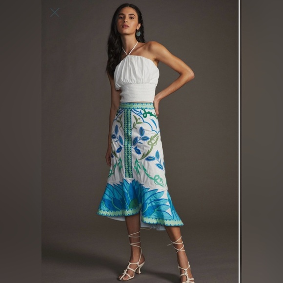 Maeve Blue and Green Midi Skirt size 10, bridal, baby shower, church lik… - Picture 2 of 8